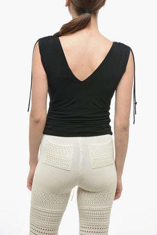 STUDIO Ruched Cropped Sleeveless Top