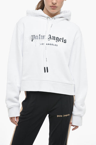 Felpa Hoodie Bicolore con Strass