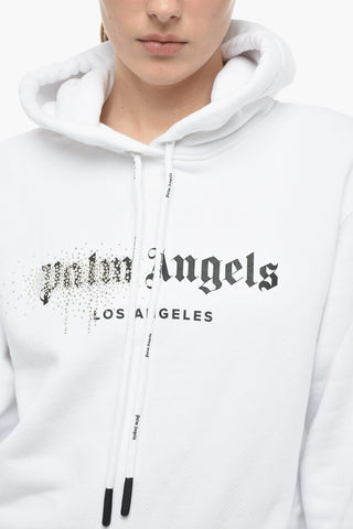 Felpa Hoodie Bicolore con Strass
