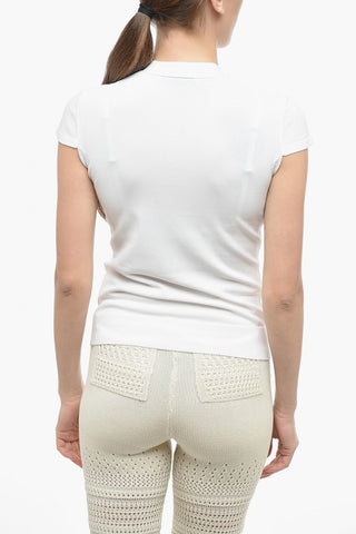 V-neckline T-shirt with Self Tie Detail