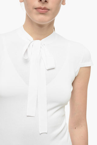 V-neckline T-shirt with Self Tie Detail