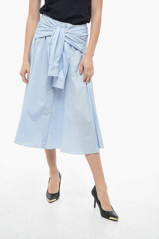 MM6 Popeline Cotton Midi Skirt with Decorative Sleeves