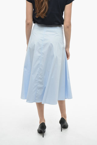 MM6 Popeline Cotton Midi Skirt with Decorative Sleeves