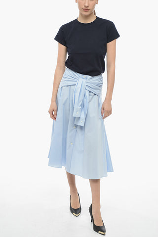 MM6 Popeline Cotton Midi Skirt with Decorative Sleeves