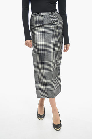 MM6 Satin Pencil Skirt with District Check Motif