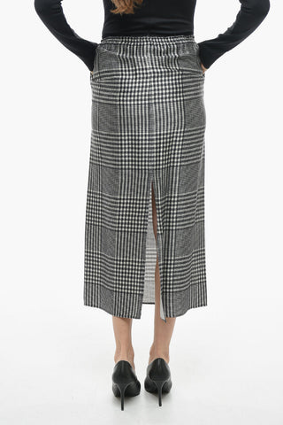 MM6 Satin Pencil Skirt with District Check Motif
