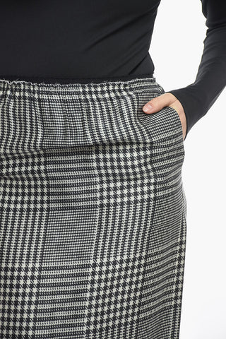 MM6 Satin Pencil Skirt with District Check Motif