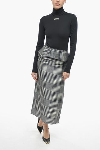 MM6 Satin Pencil Skirt with District Check Motif
