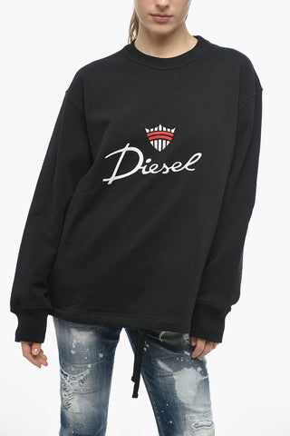 UNISEX Cotton S-MACSLESS Crew-Neck Sweatshirt with Maxi Logo Embroidery