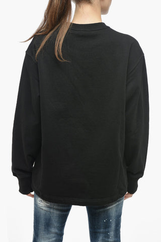 UNISEX Cotton S-MACSLESS Crew-Neck Sweatshirt with Maxi Logo Embroidery