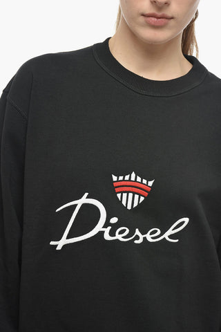 UNISEX Cotton S-MACSLESS Crew-Neck Sweatshirt with Maxi Logo Embroidery