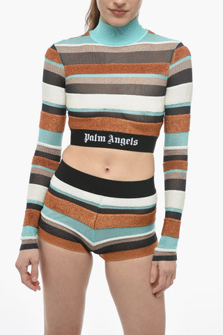 Multicolor Striped Lurex Turtleneck Sweater