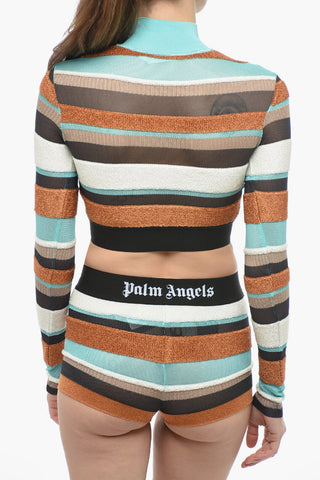 Multicolor Striped Lurex Turtleneck Sweater