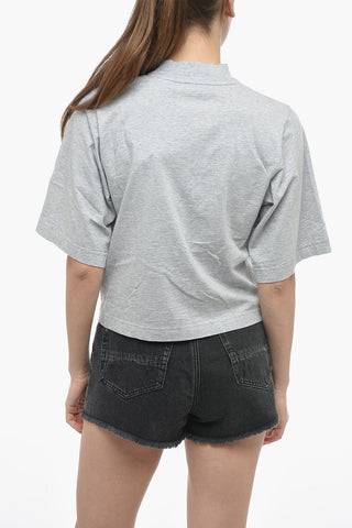 Cropped Cotton Crew-Neck COLLEGE T-shirt