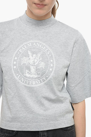 Cropped Cotton Crew-Neck COLLEGE T-shirt