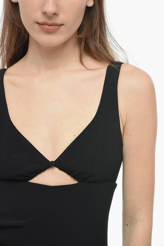 Stretch V Neck Mini Dress with Cut-out Details