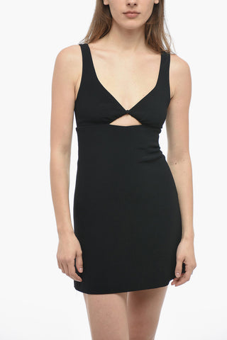 Stretch V Neck Mini Dress with Cut-out Details
