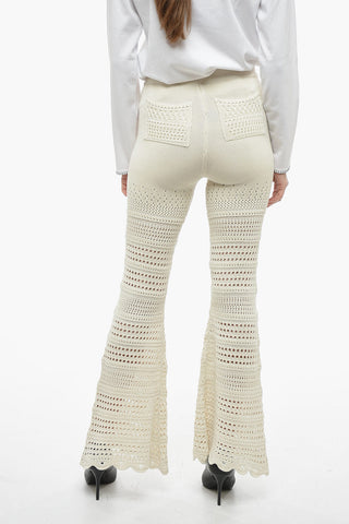 Flared Crochet Pants with Lace-up Detail