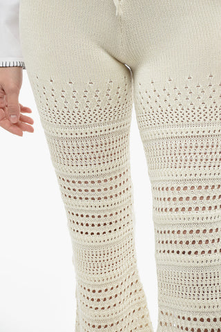 Flared Crochet Pants with Lace-up Detail