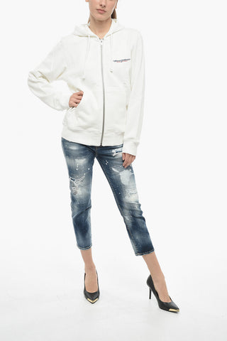RED TAG ESSENTIALS Felpa UNISEX S-GINN in Tinta Unita con Cappuccio e Chiusura Zip