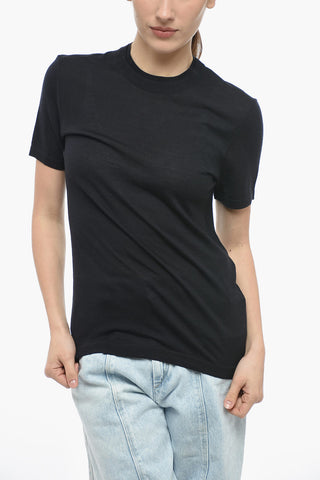 Short-sleeved Sweater with Double Crewneck