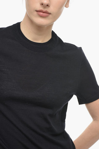 Short-sleeved Sweater with Double Crewneck