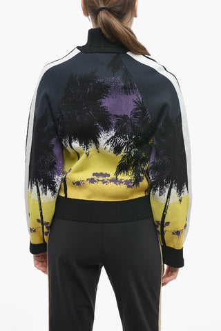 Plant Motif Turtleneck Sweater