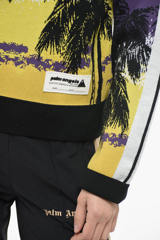 Plant Motif Turtleneck Sweater
