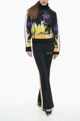 Plant Motif Turtleneck Sweater