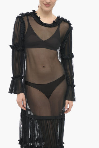 MM6 Mesh Maxidress with Ruffle Details