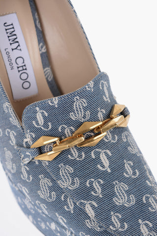 Decolleté DIAMOND TILDA in Denim con Monogram All-Over e Dettaglio Dorato Tacco 14cm