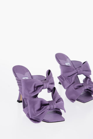 Square Toe Satin FLACA Sandals with Bows Heel 10cm