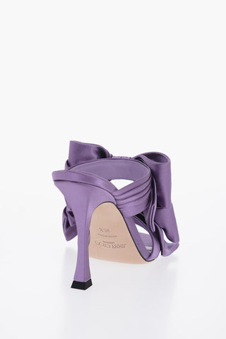 Square Toe Satin FLACA Sandals with Bows Heel 10cm