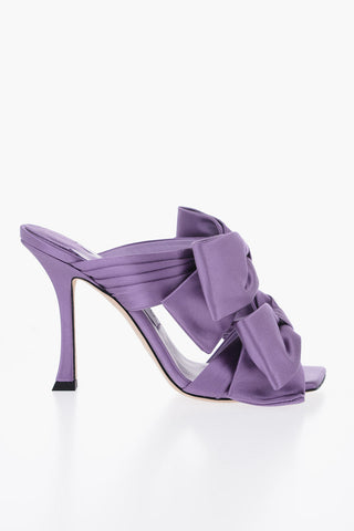 Square Toe Satin FLACA Sandals with Bows Heel 10cm