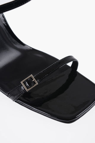 Patent Leather FLICK Double Buckle Sandals with Square Toe 9cm