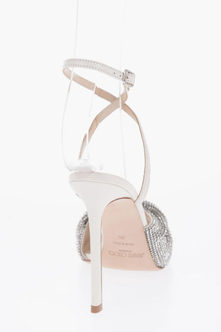 Leather NARIA Ankle-Strap Sandals Embellished with Rhinestones Heel 11cm