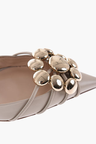 Leather COMETE Slimgback with Golden Studs and Point Toe 10,5cm