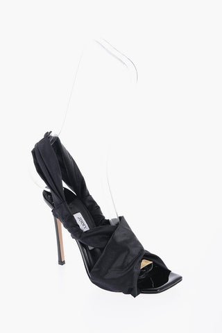 Square Toe Leather and Fabric NEOMA Ankle-Strap Sandals with Stiletto Heel 11cm