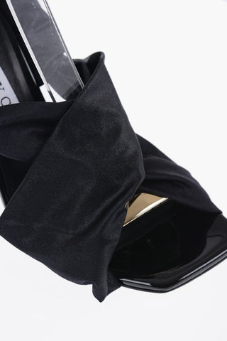 Square Toe Leather and Fabric NEOMA Ankle-Strap Sandals with Stiletto Heel 11cm