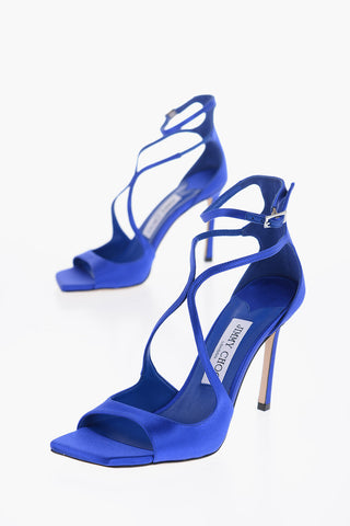 Satin AZIA Ankle-Strap Sandals Heel 9.5cm