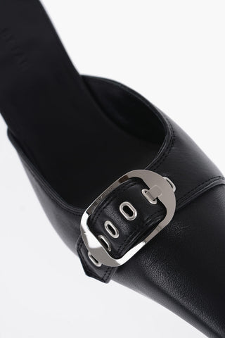 Leather EVELYN Mules with Maxi Buckle and Kitten Heel 6cm