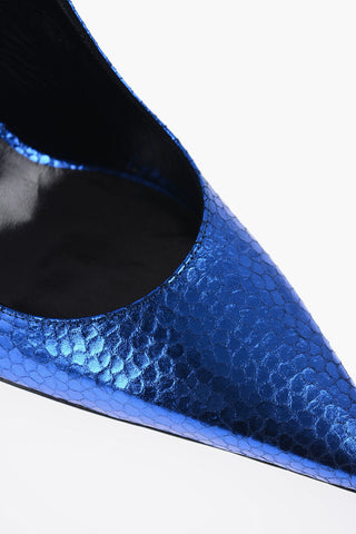 Slingback in Pelle Effetto Animalier Lace-Up con Zeppa 10,5cm