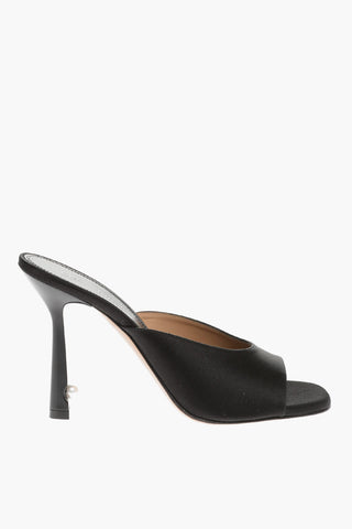 Solid Color Satin LOLLIPOP Mules with Bead Detail on the Heel 10cm