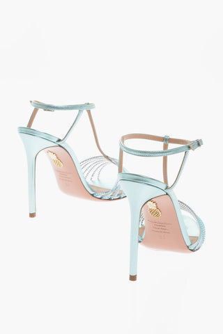 Sandali Ankle-Strap AMORE MIO in Pelle Lamè con Dettagli Strass Tacco 10.5cm