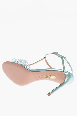 Sandali Ankle-Strap AMORE MIO in Pelle Lamè con Dettagli Strass Tacco 10.5cm