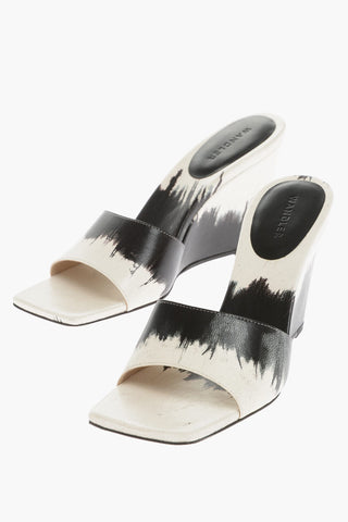Square Toe Leather GAIA Sandals with Wedge 9cm