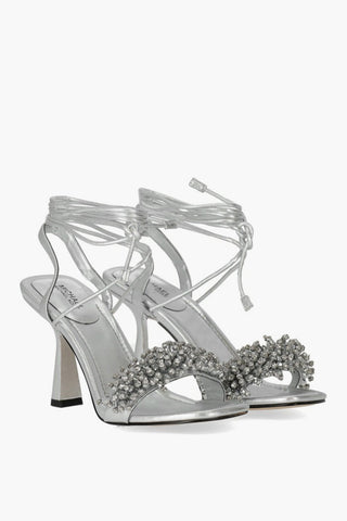 MICHAEL Metallic Leather LUCIA Lace-Up Sandal with Jewels Embellished 10cm