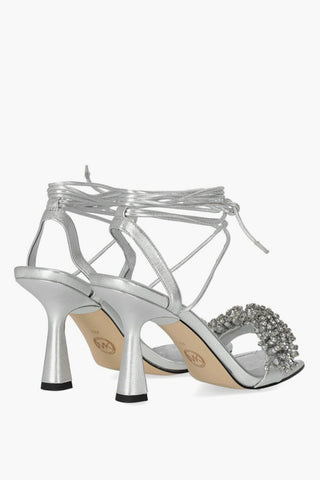 MICHAEL Metallic Leather LUCIA Lace-Up Sandal with Jewels Embellished 10cm