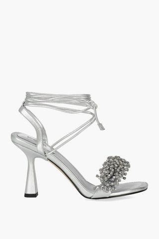 MICHAEL Metallic Leather LUCIA Lace-Up Sandal with Jewels Embellished 10cm