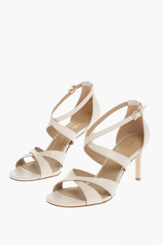 MICHAEL Leather KINSLEY Ankle Strap Sandals with Braided Bands 8cm